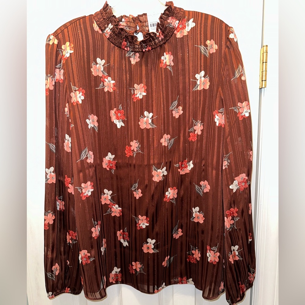 Ann Taylor Long Sleeve Floral Blouse